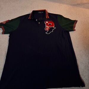 Ralph Lauren Navy and Green Polo with Orange Details
